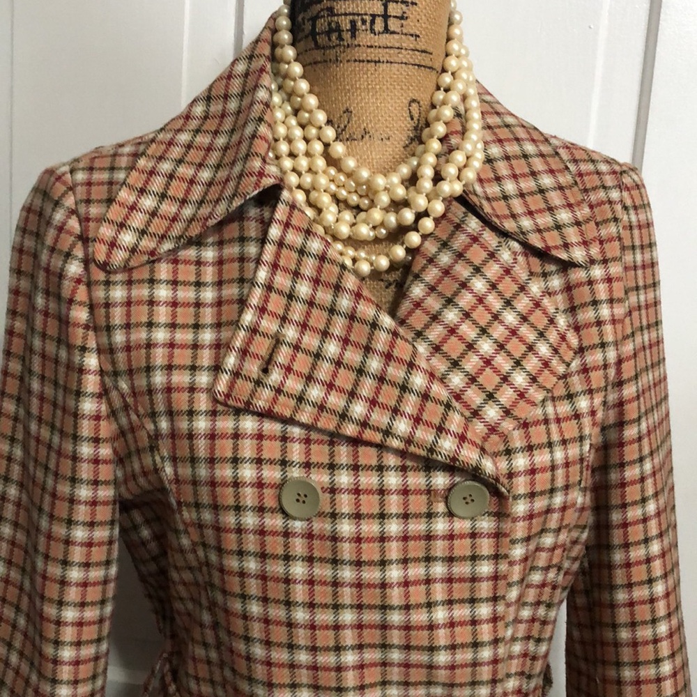 NICOLE MILLER • Beautiful Plaid Double-Breasted Trench Coat - Picture 5 of 16